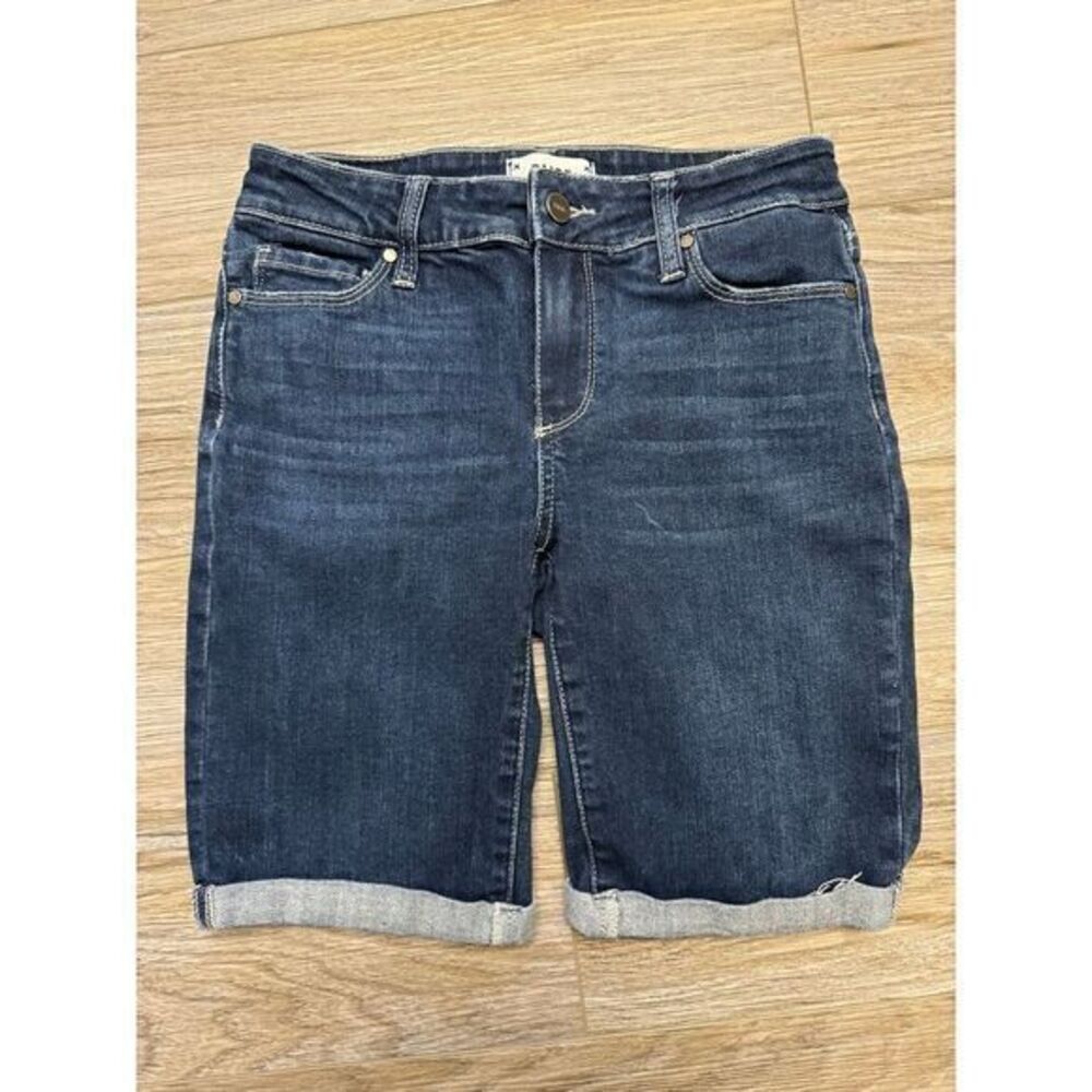 Paige Jax Knee Short‎ Womens 26 Dark Wash Blue Denim Cuffed Bermuda Shorts